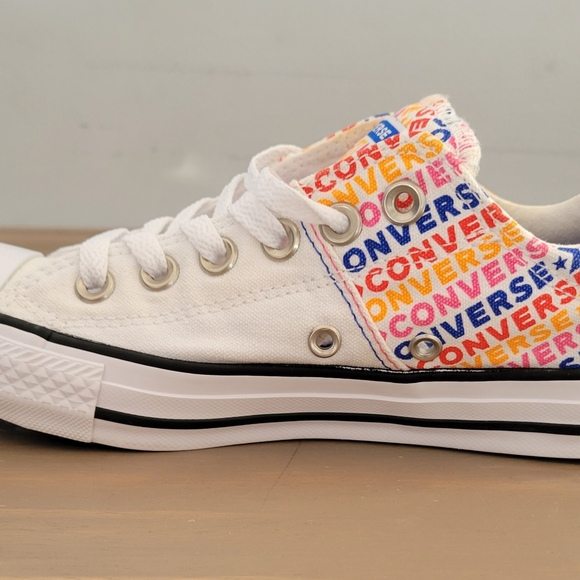 Converse Women's Madison Wordmark Canvas Sneakers, White/Orange/Pink Size 7 - Picture 4 of 8